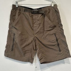 REI Men's Belted NYLON Hiking Outdoor Shorts Brown Swim Trunks Medium